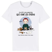 Charger l'image dans la galerie, Jusqu'à 5 chiens, tee shirt personnalisé chien, t shirt homme papa chien, la vie est meilleure avec les chiens