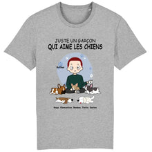 Charger l'image dans la galerie, Jusqu'à 5 chiens, tee shirt personnalisé chien, t shirt homme papa chien, la vie est meilleure avec les chiens