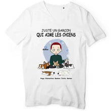 Charger l'image dans la galerie, Jusqu'à 5 chiens, tee shirt personnalisé chien, t shirt homme papa chien, la vie est meilleure avec les chiens