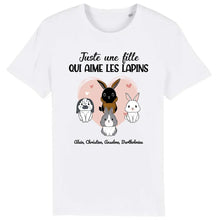 Charger l'image dans la galerie, Jusqu'à 9 lapins, t shirt personnalisé lapin, tee shirt lapin femme, juste une femme qui aime les lapins