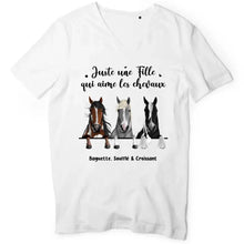 Charger l'image dans la galerie, Jusqu'à 3 chevaux, t shirt personnalisé cheval, tee shirt cheval femme, femme qui aime les chevaux