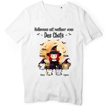 Charger l'image dans la galerie, Jusqu'à 12 chats, tee shirt personnalisé chat, t shirt maman chat Halloween, femme qui aime les chats