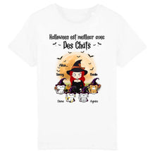 Charger l'image dans la galerie, Jusqu'à 12 chats, tee shirt personnalisé chat, t shirt maman chat Halloween, femme qui aime les chats