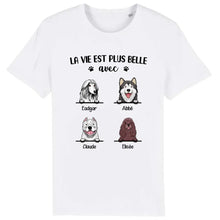 Charger l'image dans la galerie, Jusqu'à 9 chiens, t shirt personnalisé chien, t shirt maman chien, La vie plus belle avec des chiens