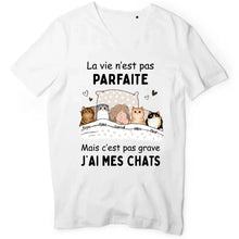 Charger l'image dans la galerie, Jusqu'à 9 chats, Tee shirt personnalisé chat, La vie n'est pas parfaite mais c'est pas grave j'ai mon chat
