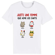 Charger l'image dans la galerie, Jusqu'à 9 chats, Tee shirt personnalisé chat, Juste une fille/femme qui aime les chats