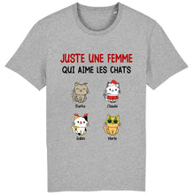 Charger l'image dans la galerie, Jusqu'à 9 chats, Tee shirt personnalisé chat, Juste une fille/femme qui aime les chats