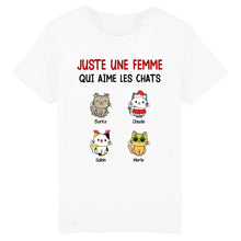 Charger l'image dans la galerie, Jusqu'à 9 chats, Tee shirt personnalisé chat, Juste une fille/femme qui aime les chats