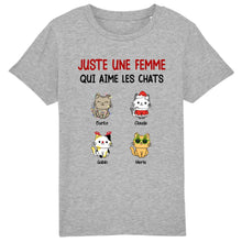 Charger l'image dans la galerie, Jusqu'à 9 chats, Tee shirt personnalisé chat, Juste une fille/femme qui aime les chats