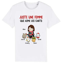 Charger l'image dans la galerie, Jusqu'à 9 chats, tee shirt personnalisé chat, juste une fille qui aime les chats, t shirt maman chat