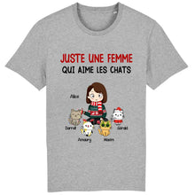 Charger l'image dans la galerie, Jusqu'à 9 chats, tee shirt personnalisé chat, juste une fille qui aime les chats, t shirt maman chat