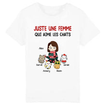 Charger l'image dans la galerie, Jusqu'à 9 chats, tee shirt personnalisé chat, juste une fille qui aime les chats, t shirt maman chat
