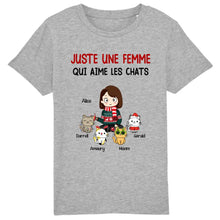 Charger l'image dans la galerie, Jusqu'à 9 chats, tee shirt personnalisé chat, juste une fille qui aime les chats, t shirt maman chat