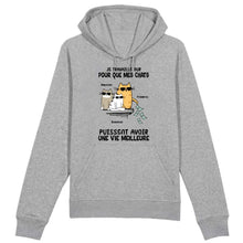 Charger l'image dans la galerie, Jusqu'à 3 chats, Sweat à capuche personnalisé chat, je travaille dur pour que mon chat puisse avoir une vie meilleure