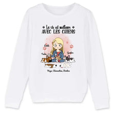 Charger l'image dans la galerie, Jusqu'à 5 chiens, Sweat à col rond maman chien, Pull personnalisé chiens, juste une fille qui aime les chiens