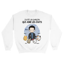Charger l'image dans la galerie, Jusqu'à 12 chats, Pull personnalisé chat, Pull papa chat, juste un garçon qui aime les chats