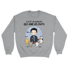 Charger l'image dans la galerie, Jusqu'à 12 chats, Pull personnalisé chat, Pull papa chat, juste un garçon qui aime les chats