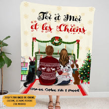 Charger l'image dans la galerie, Couverture personnalisée, Plaid en polaire pour Noël couple avec chiens, maman chien, papa chien