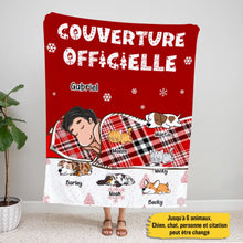 Charger l'image dans la galerie, Couverture personnalisée, Plaid en polaire Noël Cadeau pour les amateurs de Chat/Chien, Jusqu'à 6 animaux