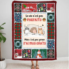 Charger l'image dans la galerie, Couverture personnalisée cadeau d’amoureux des chats, Plaid en polaire Noël cadeau pour maman chat, papa chat