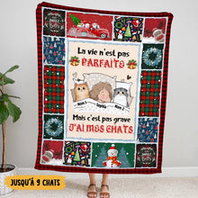 Charger l'image dans la galerie, Couverture personnalisée cadeau d’amoureux des chats, Plaid en polaire Noël cadeau pour maman chat, papa chat