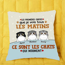 Charger l'image dans la galerie, Jusqu'à 5 chats, Coussin personnalisé la première chose que je vói tous les matins, Oreiller c'est le chat qui m'aime