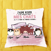 Charger l'image dans la galerie, Jusqu'à 6 chats, Coussin personnalisé à maman chat, j'aime rester à la maison avec mon chat oreiller