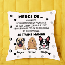 Charger l'image dans la galerie, Jusqu'à 3 chiens, Oreiller personnalisé pour chien maman et papa chien, Merci de m'aimer Coussin, 150 races de chiens