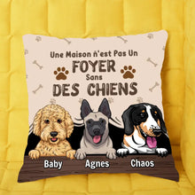 Charger l'image dans la galerie, Jusqu'à 3 chiens, Coussin une Maison n'est pas Un Foyer sans Chiens , Taie d'oreiller Personnalisée pour les amoureux des chiens