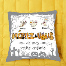 Charger l'image dans la galerie, Jusqu'à 7 enfants, Oreiller aux petits-enfants à Halloween, Méfiez-vous des petits-enfants Coussin De grand-mère