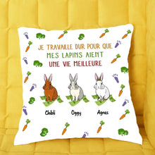 Charger l'image dans la galerie, Jusqu'à 5 lapins sur une taie d'Oreiller, Coussin je travaille dur pour que mon lapin ait une vie meilleure