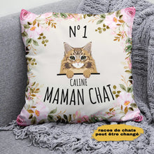 Charger l'image dans la galerie, Jusqu'à 6 chats, Oreiller personnalisé, Maman chat N° 1, pour les amoureux des chats