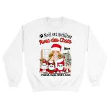 Charger l'image dans la galerie, Jusqu'à 5 chats, Sweat à capuche personnalisé chat, Sweat à capuche Noël Maman Chat, Noël est meilleur Avec des chats