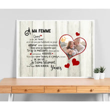 Charger l'image dans la galerie, Poster personnalisée, À ma femme (Photo dans cœur), Cadeau de Saint-Valentin pour couple/amoureux