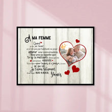 Charger l'image dans la galerie, Poster personnalisée, À ma femme (Photo dans cœur), Cadeau de Saint-Valentin pour couple/amoureux