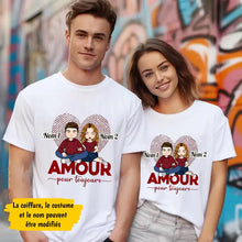 Charger l'image dans la galerie, T-shirt couple personnalisé, cadeau Saint Valentin pour elle, amour pour toujours, Cadeau personnalisé pour couple