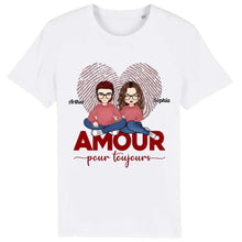 Charger l'image dans la galerie, T-shirt couple personnalisé, cadeau Saint Valentin pour elle, amour pour toujours, Cadeau personnalisé pour couple