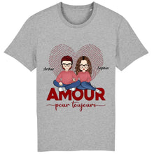 Charger l'image dans la galerie, T-shirt couple personnalisé, cadeau Saint Valentin pour elle, amour pour toujours, Cadeau personnalisé pour couple