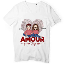 Charger l'image dans la galerie, T-shirt couple personnalisé, cadeau Saint Valentin pour elle, amour pour toujours, Cadeau personnalisé pour couple
