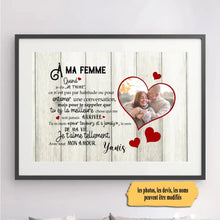 Charger l'image dans la galerie, Passe-partout Photo Personnalisée, Cadeau poster encadré pour couple, À ma femme (Photo dans cœur)