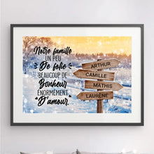 Charger l'image dans la galerie, Jusqu'à 10 noms, Passe-partout personnalisée, Poster encadré cadeau, Notre famille un peu de folie beaucoup de bonheur