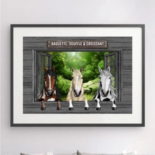 Charger l'image dans la galerie, Jusqu'à 3 chevaux, Passe-partout personnalisée, Poster encadré cadeau, cadeau pour les amoureux des chevaux