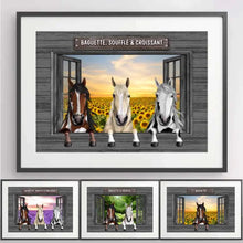 Charger l'image dans la galerie, Jusqu'à 3 chevaux, Passe-partout personnalisée, Poster encadré cadeau, cadeau pour les amoureux des chevaux