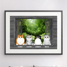 Charger l'image dans la galerie, Jusqu'à 9 chats, Passe-partout personnalisée, Poster encadré cadeau, cadeau pour les amoureux des chat