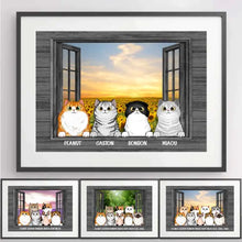 Charger l'image dans la galerie, Jusqu'à 9 chats, Passe-partout personnalisée, Poster encadré cadeau, cadeau pour les amoureux des chat