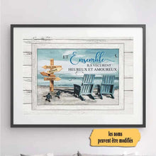 Charger l'image dans la galerie, Passe-partout personnalisée, Poster encadré cadeau pour couple, Et ensemble ils vécurent heureux et amoureux