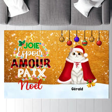 Charger l'image dans la galerie, Jusqu'à 6 chats, Carpette personnalisé chat, Tapis chat Noël, Joie Espoir Amour Paix Noë
