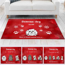 Charger l'image dans la galerie, Carpette personnalisé chien et chat, Tapis Cadeau de Noël pour les amoureux des chiens et des chats, Bienvenue chez