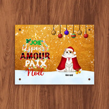 Charger l'image dans la galerie, Jusqu'à 6 chats, Plaque De Porte En Métal personnalisé chat, Métal chat Noël, Joie Espoir Amour Paix Noël