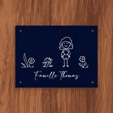 Charger l'image dans la galerie, Jusqu'à 7 membres, Plaque De Porte En Métal personnalisé, signe en métal personnalisé, Famille de bonhommes